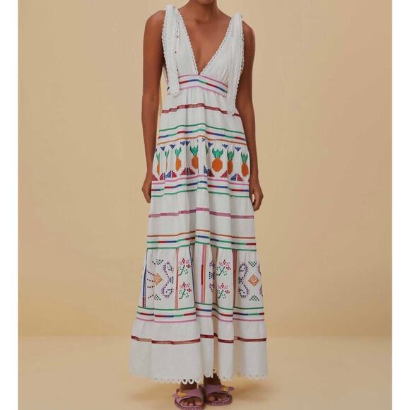Farm RioOff-White Embroidered Maxi Dress